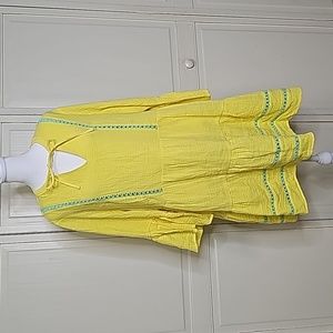 Scoop Lightweight Flowy Bright Yellow Vacation Dress Size 8-10